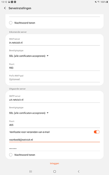 Mail instellen Android tablet skv stap 5 Mail instellen Android tablet skv stap 5