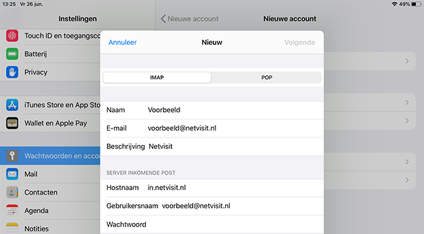 Mail instellen Ipad SKV - Stap 5 Mail instellen Ipad SKV - Stap 5
